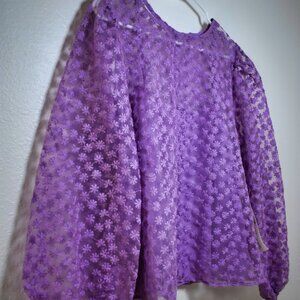 "Happy Nature" Lilac Floral  Embroidered top with Camisole - Size L